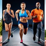 **A diverse group of athletes participating in various sports (running, swimming, cycling, yoga) with a focus on showcasing physical fitness and energy. The scene should be vibrant and motivational.**